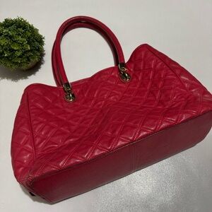 Cole Haan Red Quilted Leather‎ Satchel Bag Purse Classic Designer Old Money